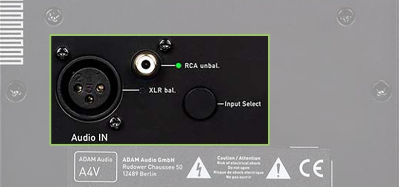 ADAM Audio A4V Inputs.