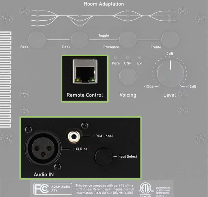 ADAM Audio A7V Connections.
