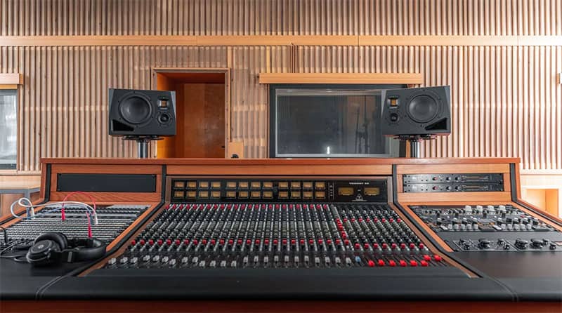 ADAM Audio A8H monitors in a music studio.