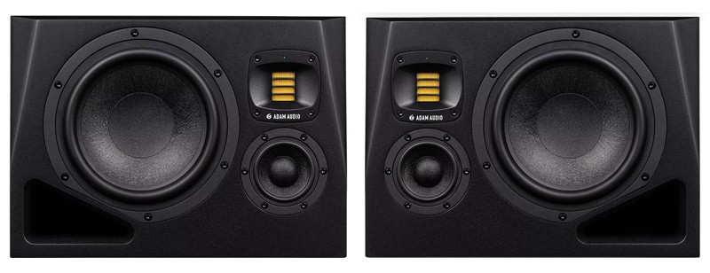 A pair of ADAM Audio A8H studio monitors.
