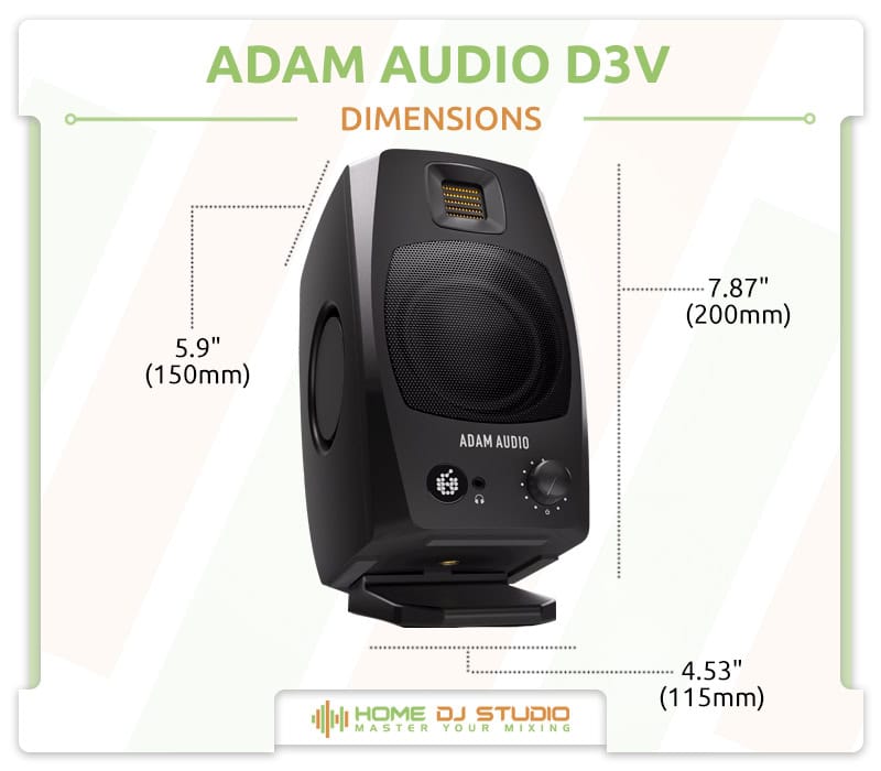 ADAM Audio D3V Dimensions.