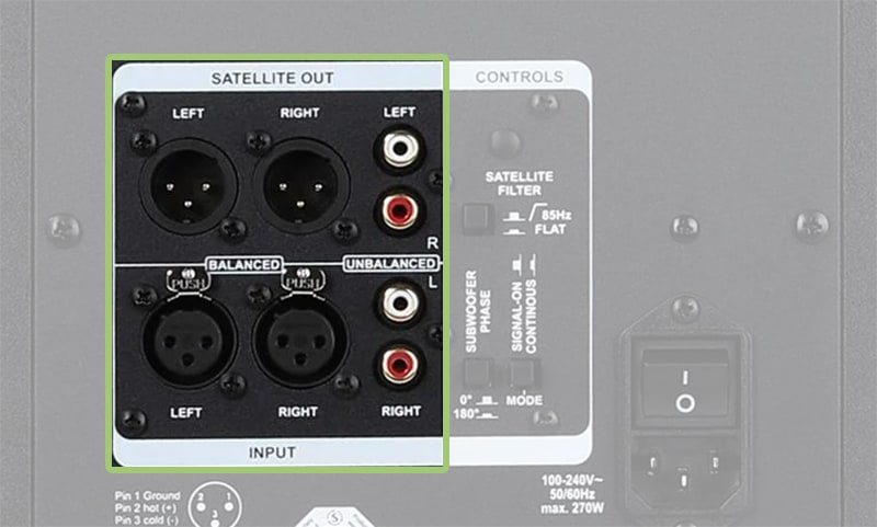 ADAM Audio Sub8 Connection Options.