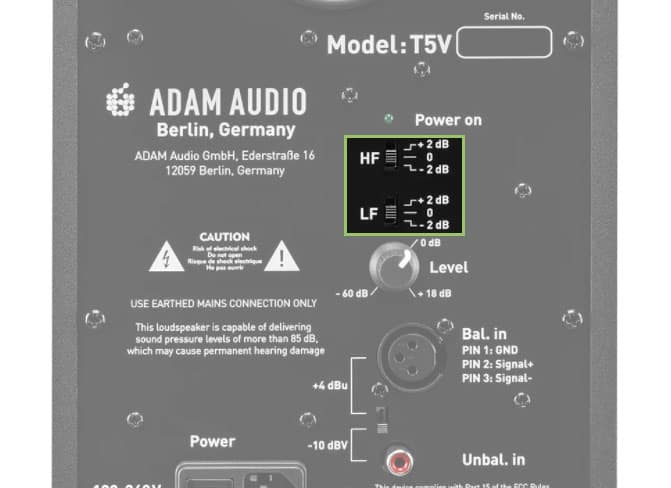 ADAM Audio T5V Tuning Options.