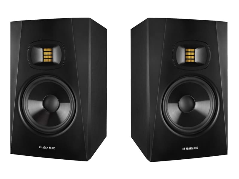 A pair of Adam Audio T7V studio monitors.