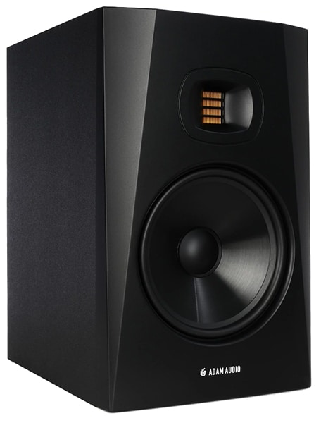 Three quarter view of the Adam Audio T8V studio monitor.
