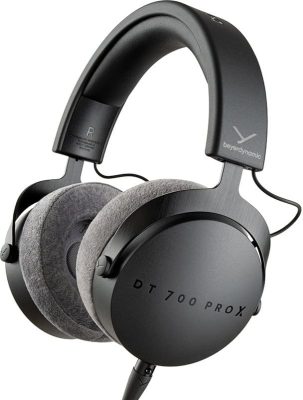 Three quarter view of the Beyerdynamic DT 700 Pro X headphones.