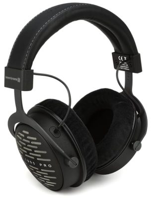 Three quarter view of the Beyerdynamic DT 1990 Pro headphones.