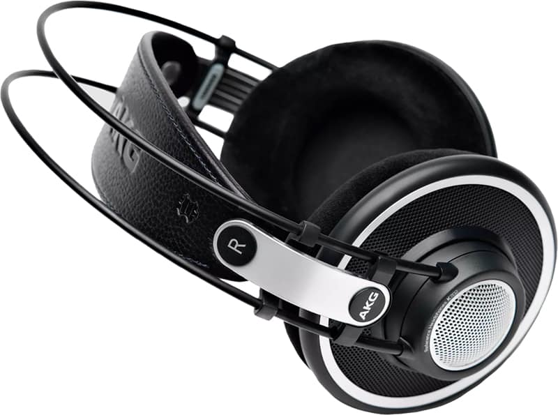 Three-quarter view of the AKG K702 studio headphones.