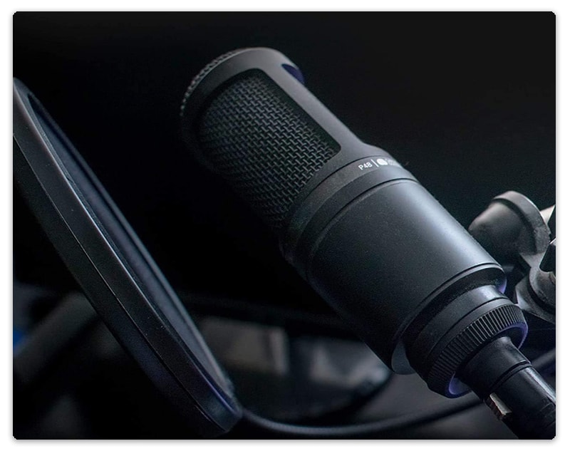 Audio-Technica AT2020 with a Pop Filter.