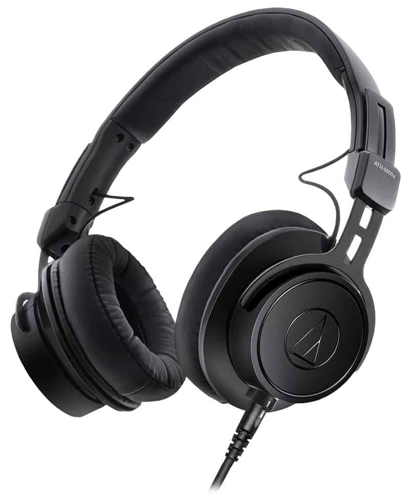 Three quarter view of the Audio-Technica ATH-M60x headphones.