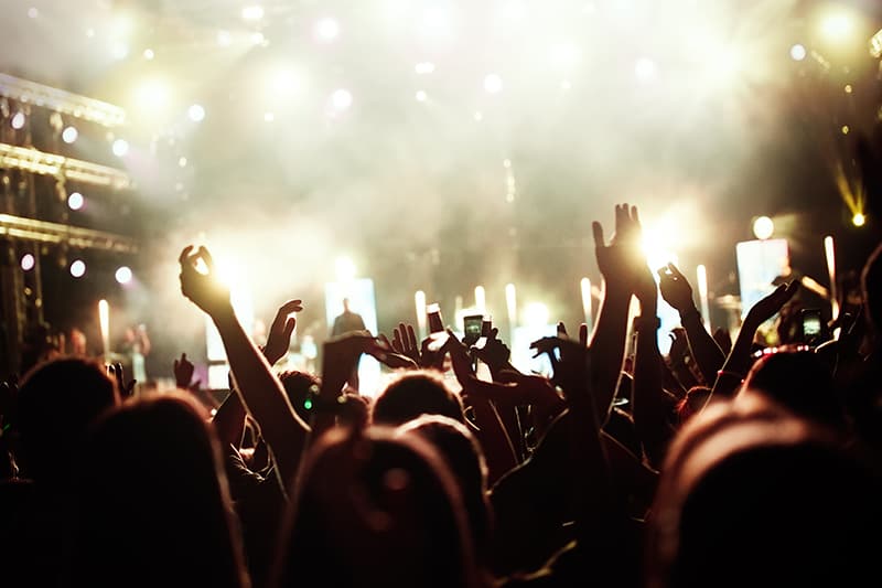 Crowd of people at a music festival.