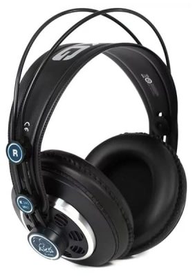 Three quarter view of the AKG K240 MKII headphones.