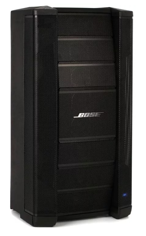 Three quarter view of the Bose F1 speakers