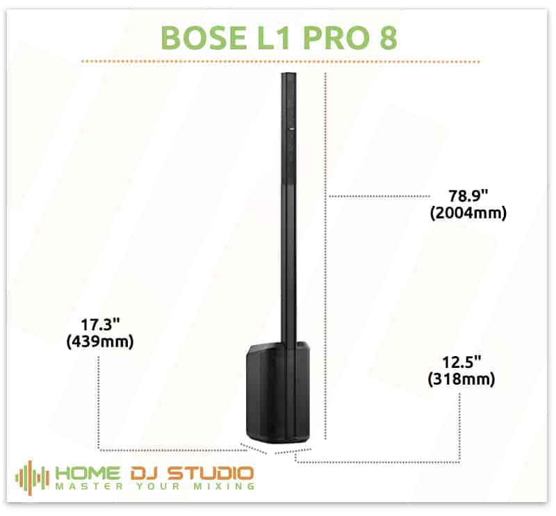 Bose L1 Pro 8 Dimensions.