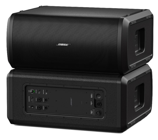 Three quarter view of a pair of Bose Sub2 subwoofers.