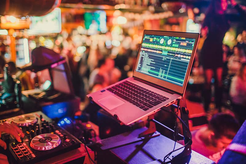 DJ equipment set up at a party.