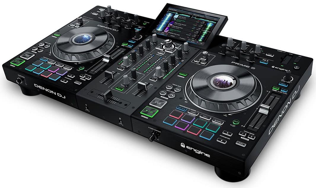 Three quarter view of the Denon Prime 2 DJ Controller