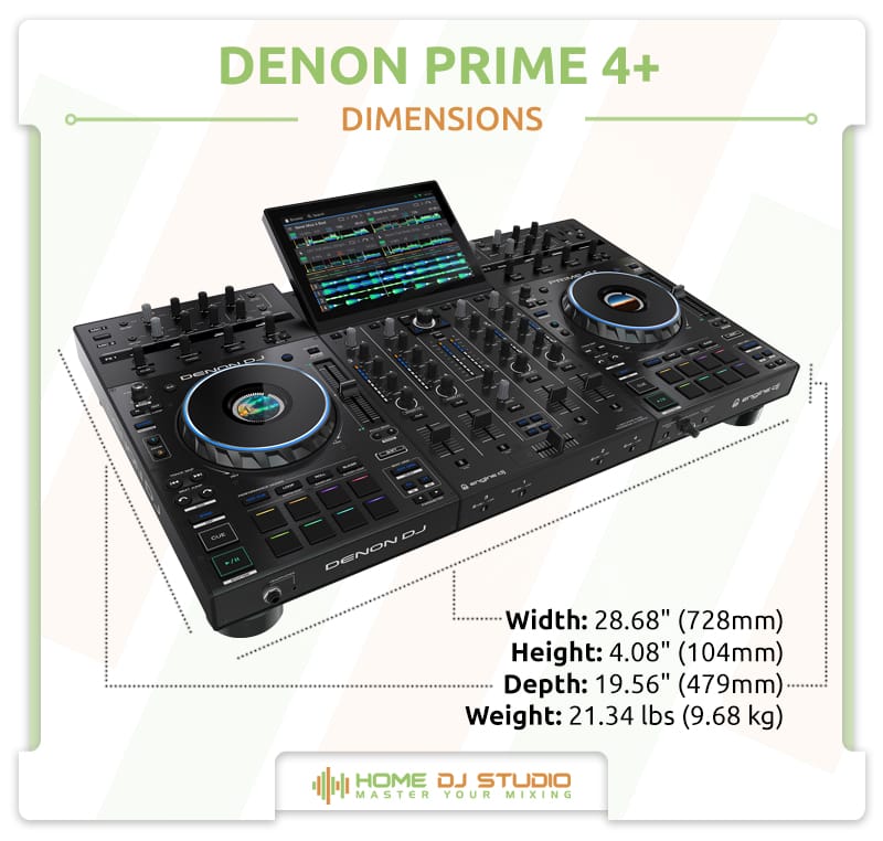 Denon Prime 4 Plus Dimensions.