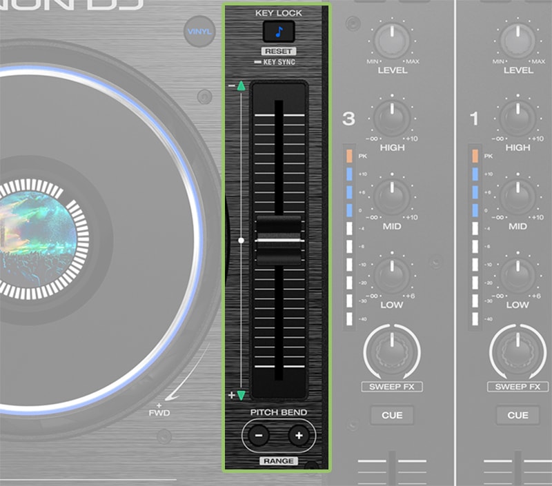 Denon Prime 4 Plus Tempo Controls.