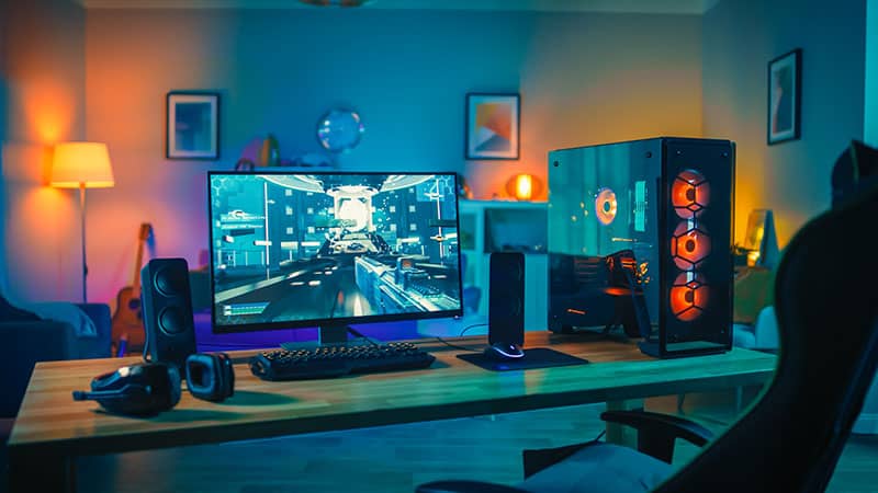 Photo of a gaming pc in a living room