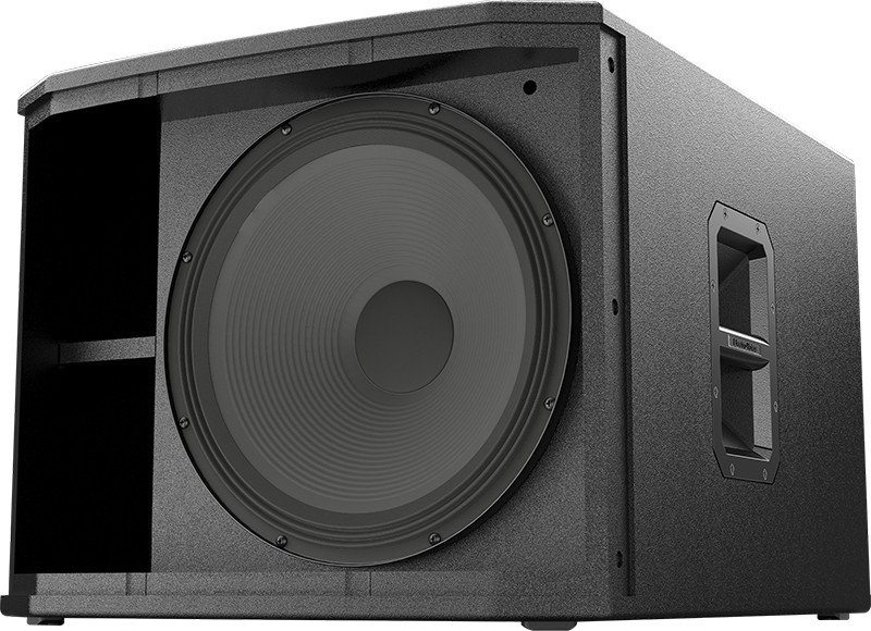 Three-quarter view of the Electro-Voice ETX-15SP PA subwoofer with front grille removed.
