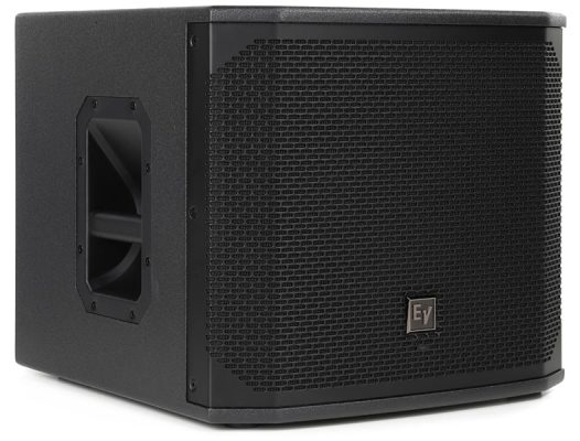 Three-quarter view of the Electro-Voice ELX200-SP subwoofer.