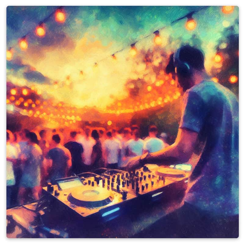 DJ playing at an outdoor event.