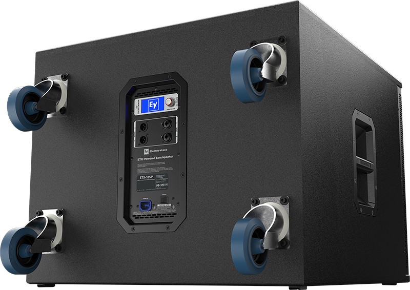 Bottom view of the Electro-Voice ETX-18SP PA subwoofer.