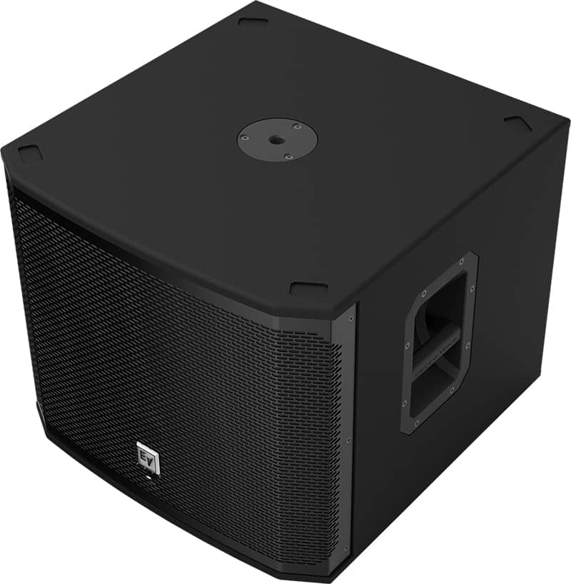 Top angle view of the Electro-Voice EKX-15SP PA subwoofer.