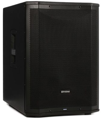 Three-quarter view of the PreSonus AIR15s PA subwoofer.
