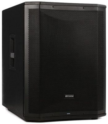 Three-quarter view of the PreSonus AIR18s PA subwoofer.