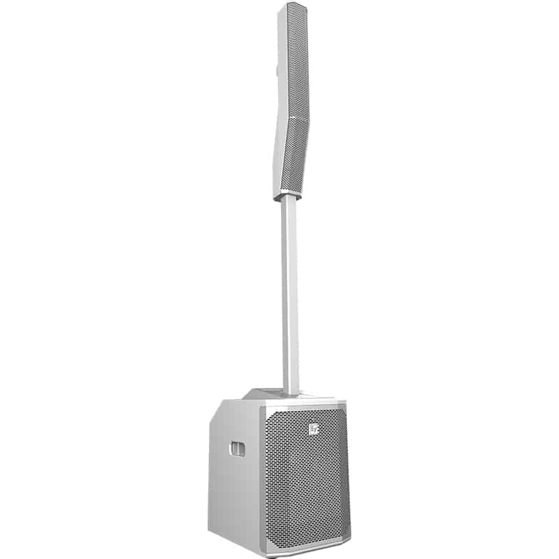 Front angle view of the white EV Evolve 50