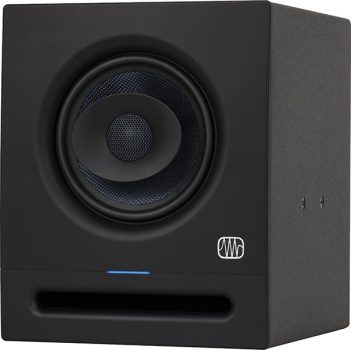 Three-quarter view of the PreSonus Eris Pro 6 studio monitor.