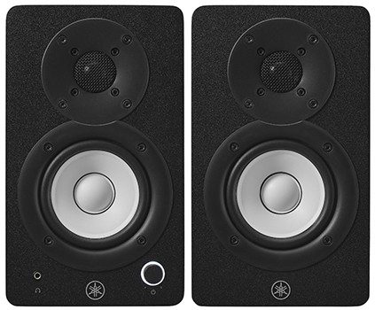 Front view of the Yamaha HS3 studio monitors.