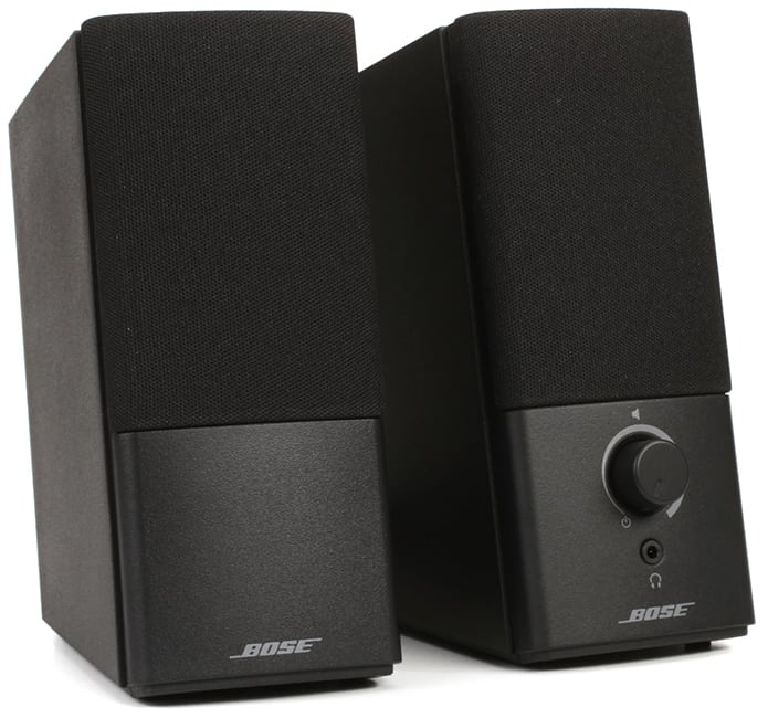 Three quarter view of the Bose Companion 2 Series III speakers.