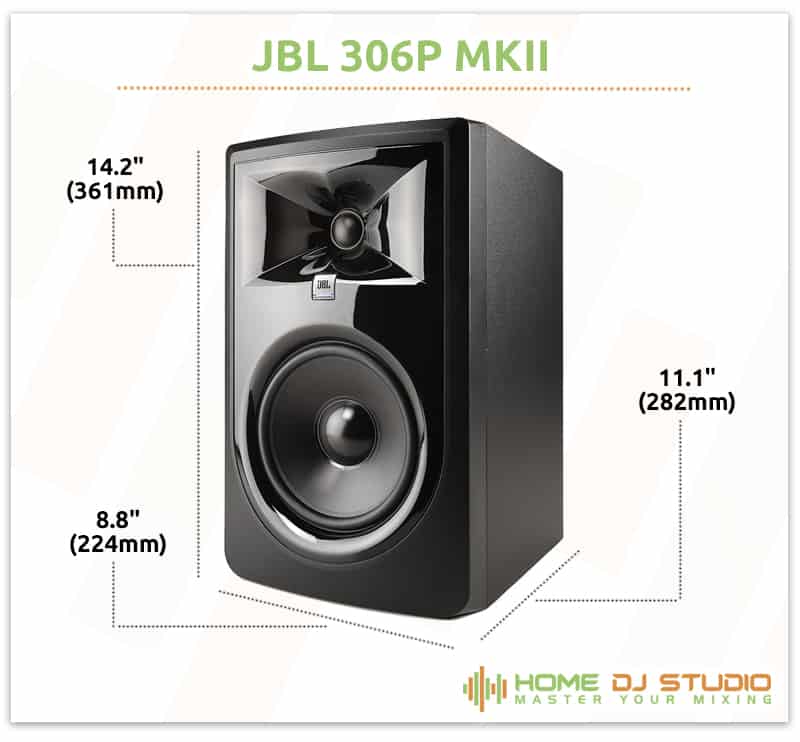 JBL 306P MkII Dimensions.