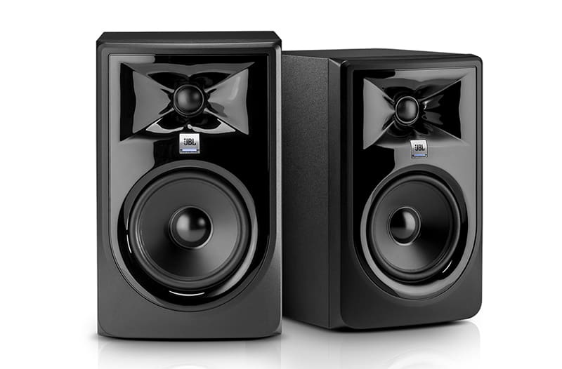 A pair of JBL 306P MkII studio monitors.
