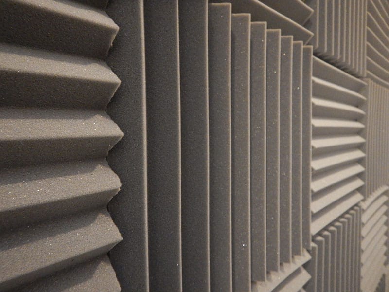 Acoustic foam tiles on a wall
