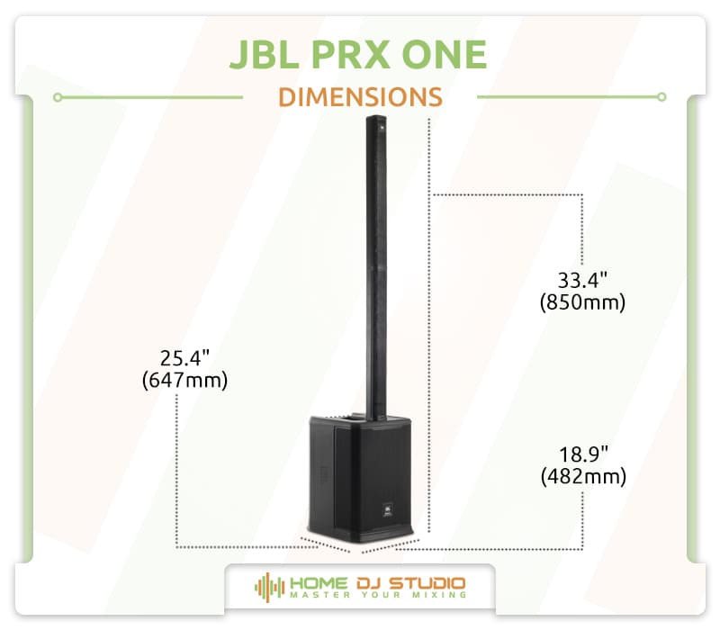 JBL PRX ONE Dimensions.