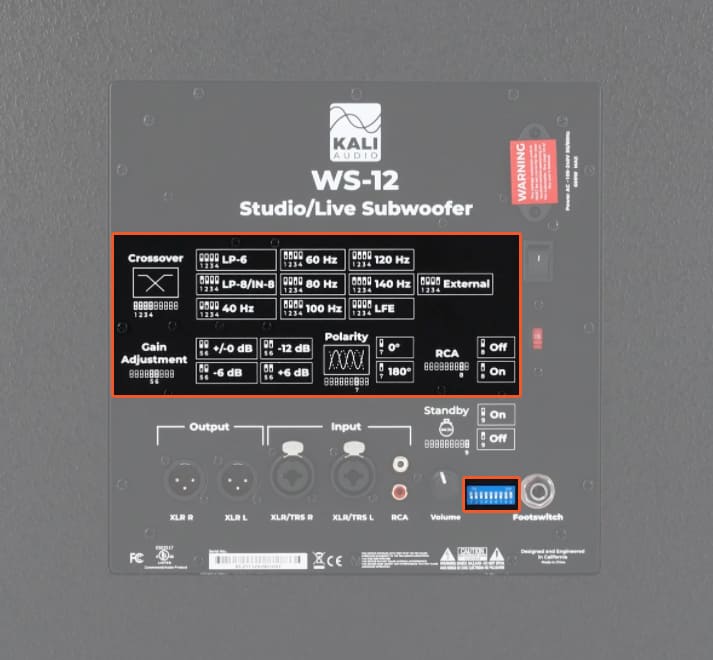 Kali Audio WS-12 subwoofer Tuning Options.
