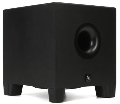 Three-quarter view of the Yamaha HS8S studio subwoofer.