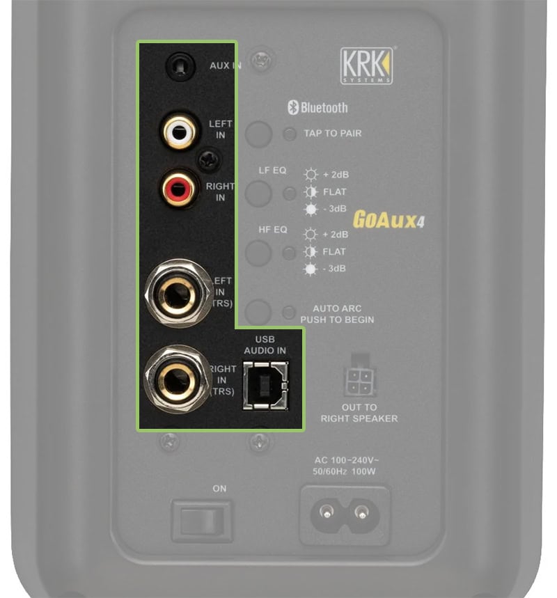 KRK GOAUX4 Connection Options.
