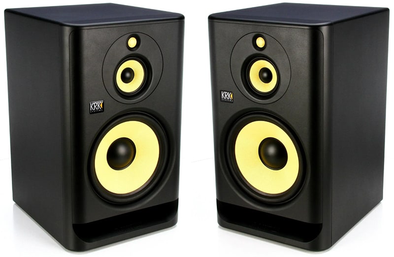 a Pair of KRK ROKIT 10-3 G4 studio monitors.