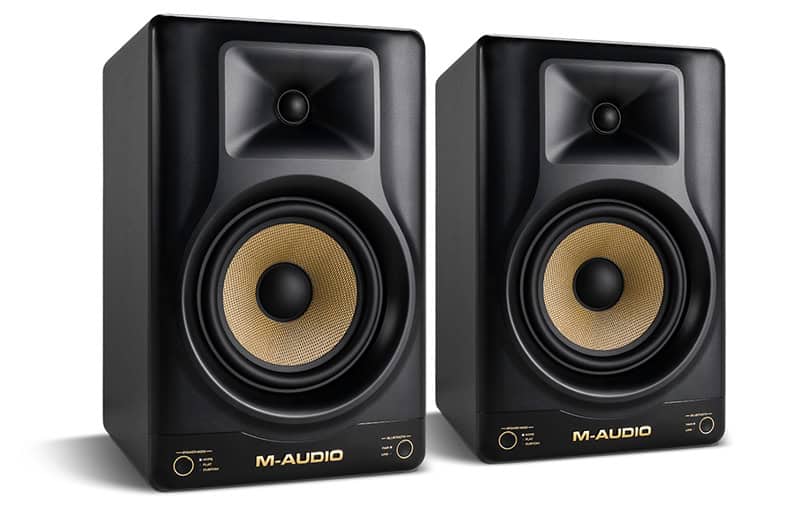 A pair of M-Audio Forty Sixty studio monitors.