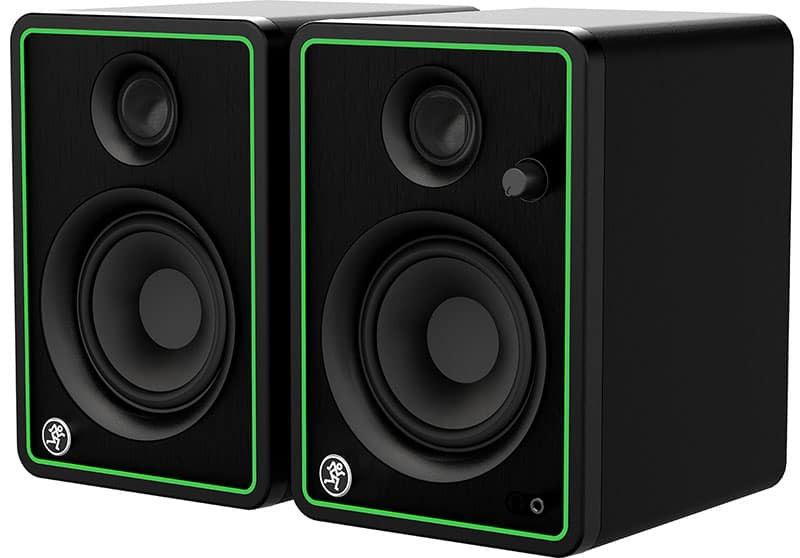 Three quarter view of the Mackie CR4-X speakers