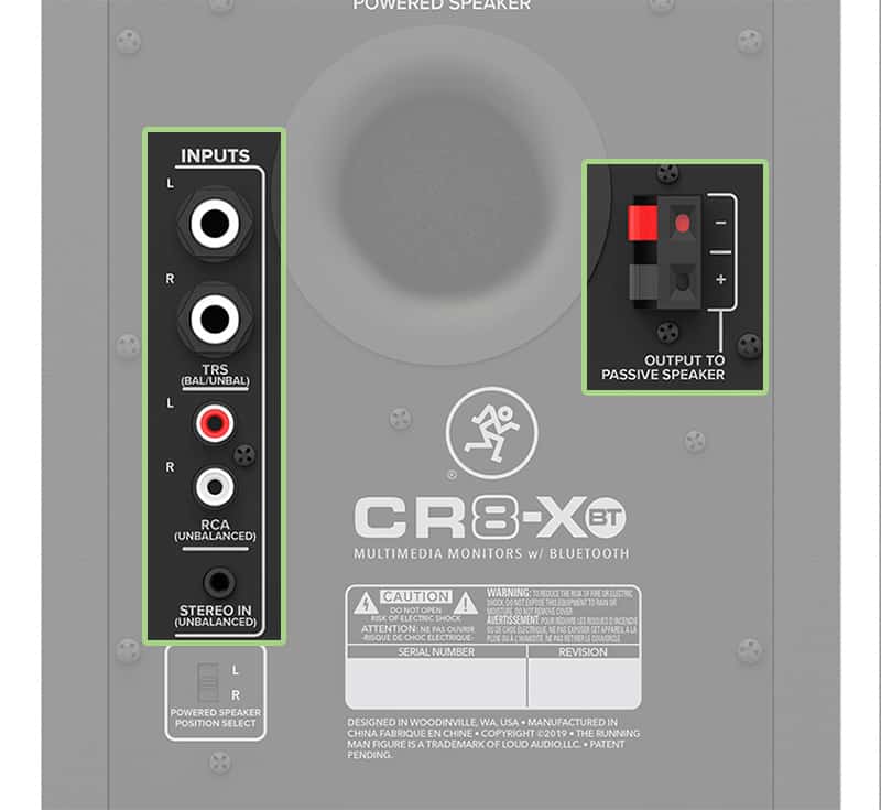 Mackie CR8-XBT Connections.