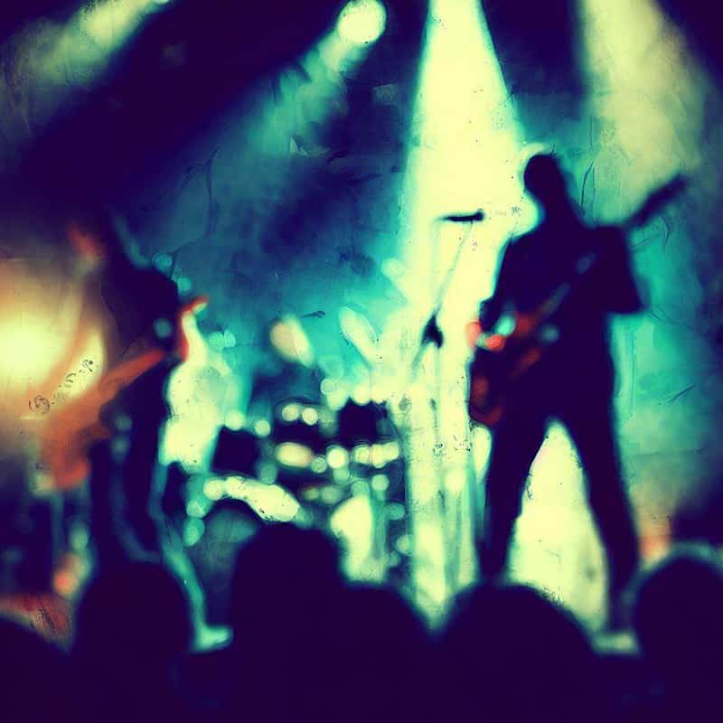 Stylized image of a band on stage.