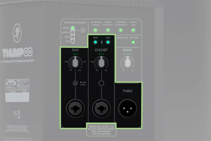 Mackie Thump Go Connection Options.