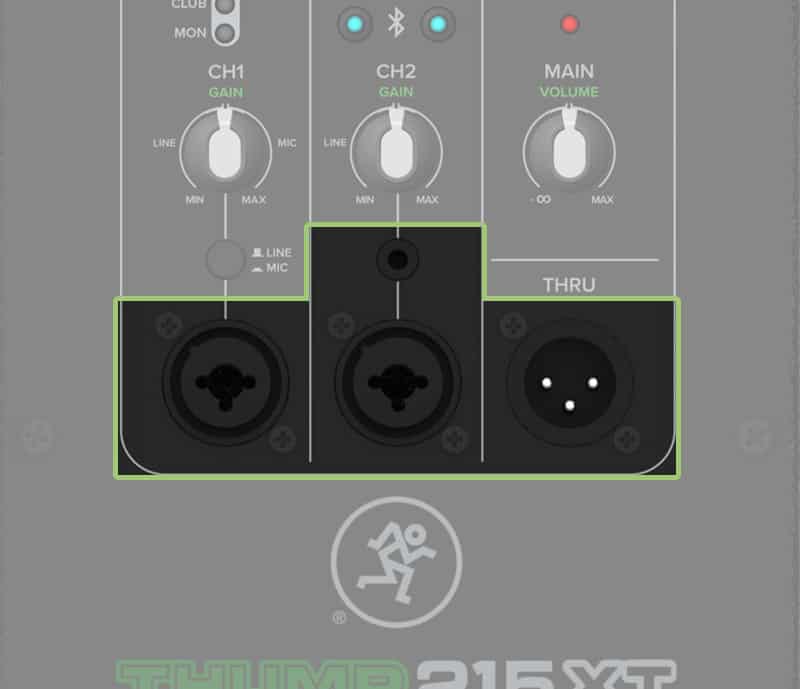 Mackie Thump215XT Connections.
