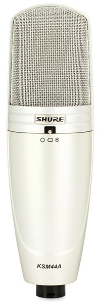 Front view of the Shure KSM44A microphone.